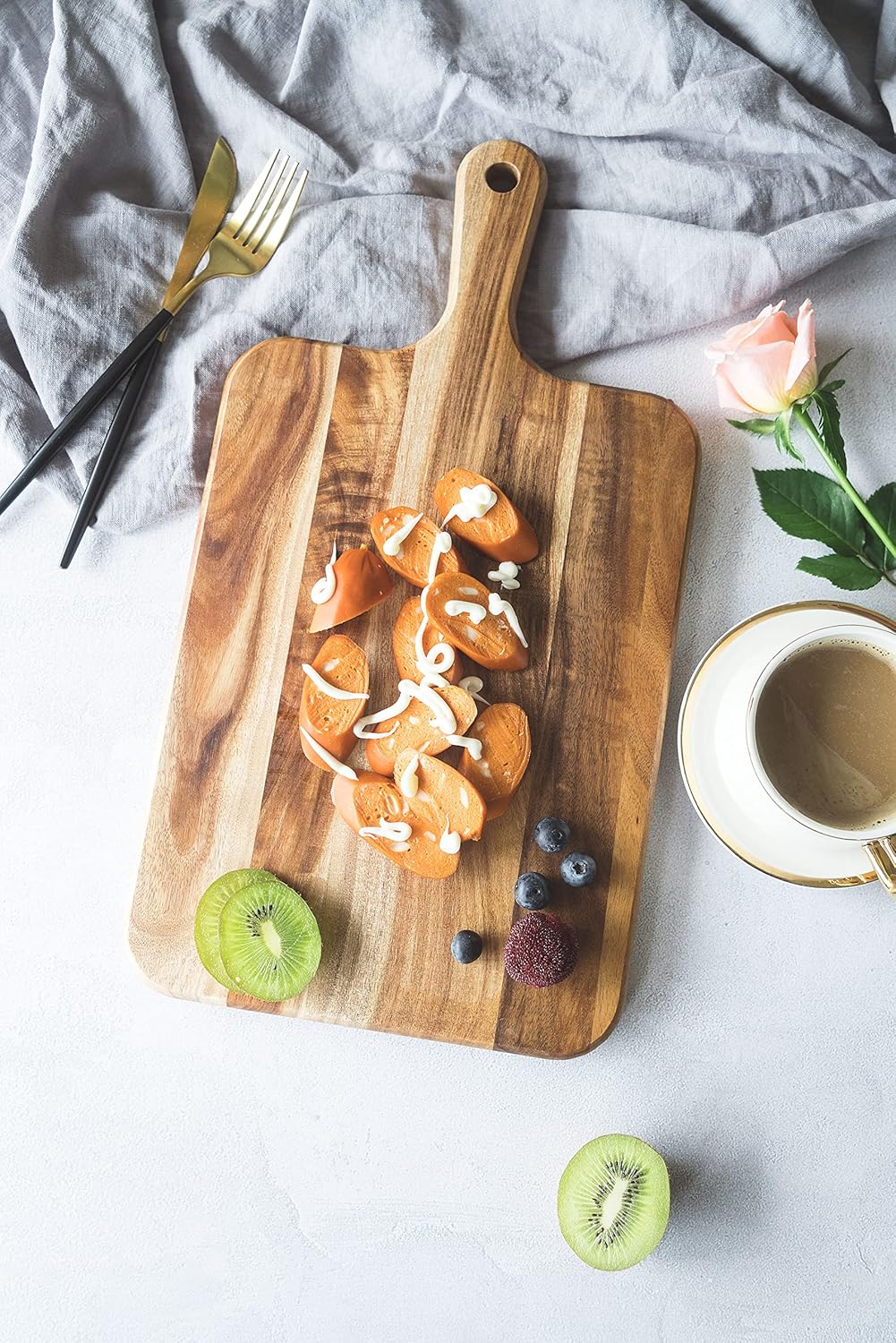 Acacia Wood Cutting Board - Wooden Kitchen Cutting Board for Meat, Cheese, Bread,Vegetables