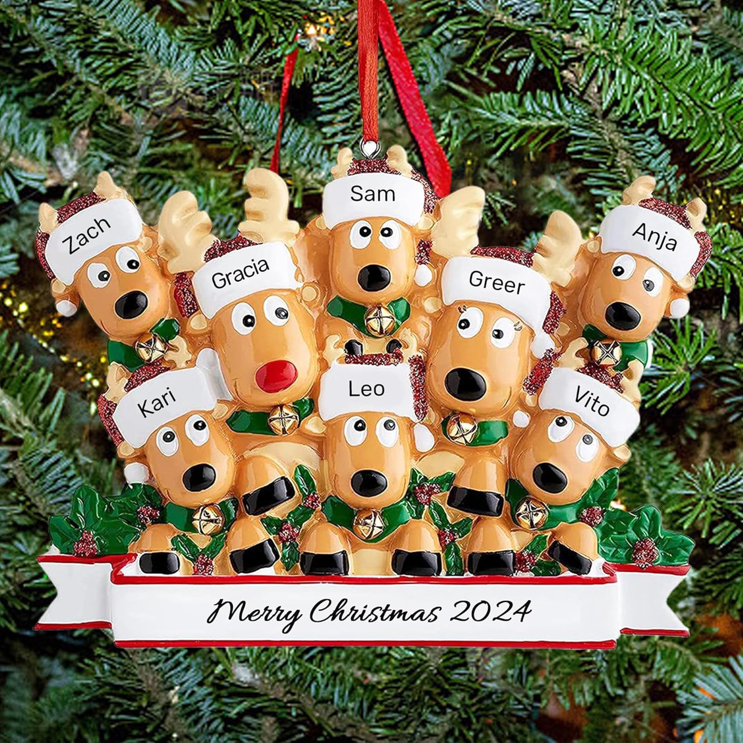 Personalized Christmas Ornaments 2025, Custom Reindeer Family Ornaments for Trees with Names