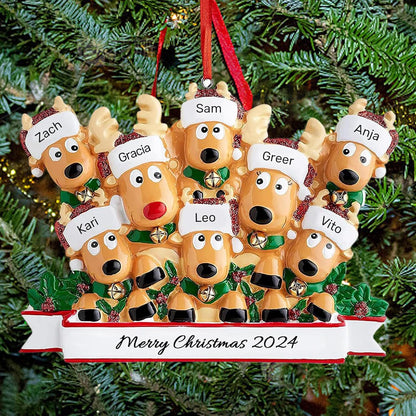 Personalized Christmas Ornaments 2025, Custom Reindeer Family Ornaments for Trees with Names