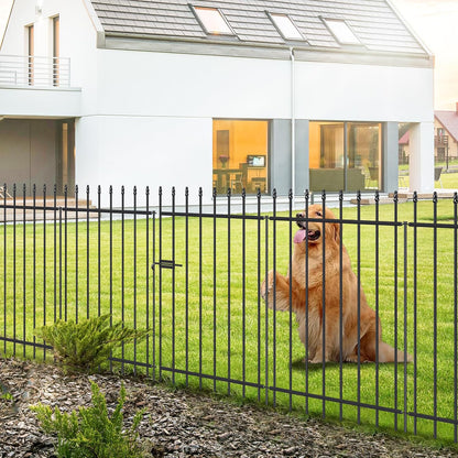 Metal Garden Fence with Gate 42 in H x 11.5 ft L, 1 Gate + 4 Panels Border Fence Panels Animal