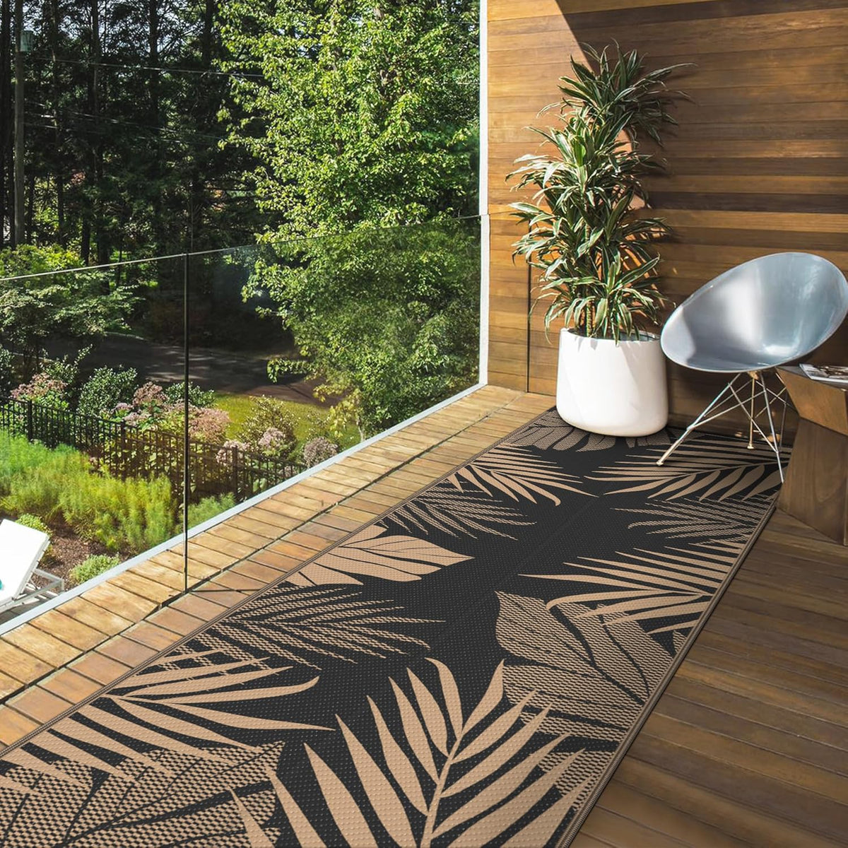 GENIMO Outdoor Rug 2.5' x 8' Waterproof for Patios Clearance, Reversible Outdoor Plastic Straw