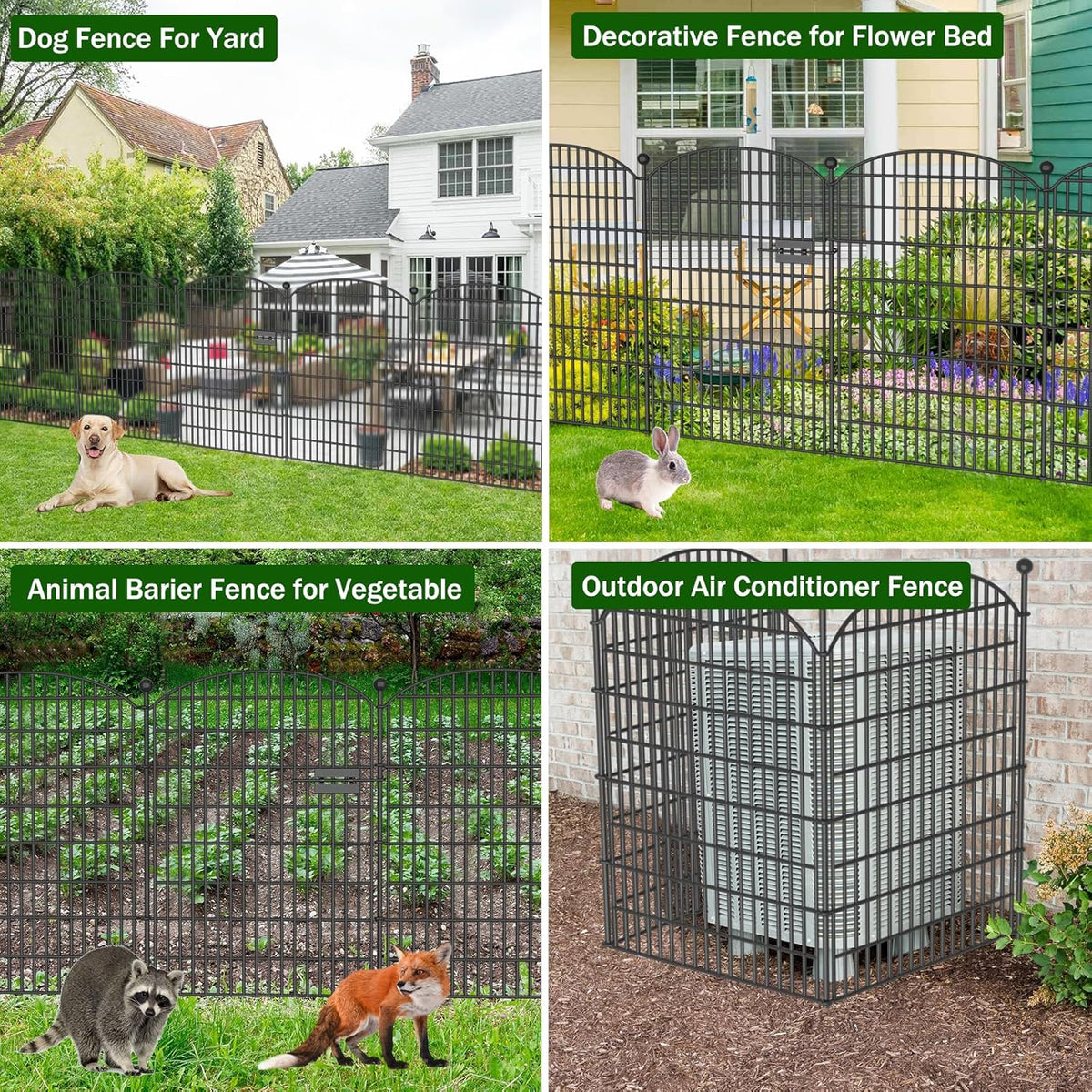 10 Panels No Dig Decorative Garden Fence with Gate - 40 in (H) x 23.6 ft (L), Dog Fence Outdoor for