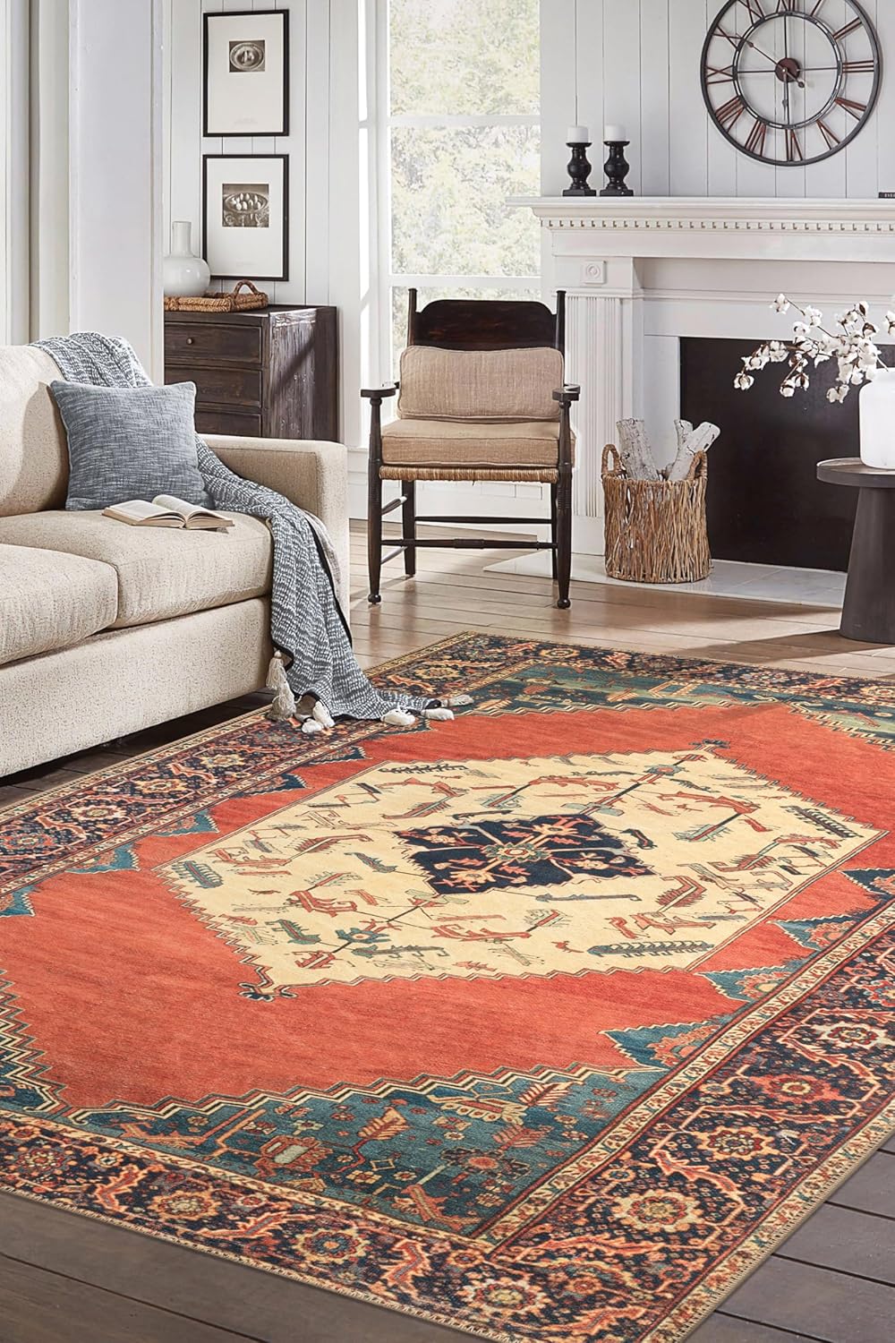 Keen Home Design 8x10 Rug - Machine Washable Area Rug with Non-Slip Backing, Ideal for Living Room