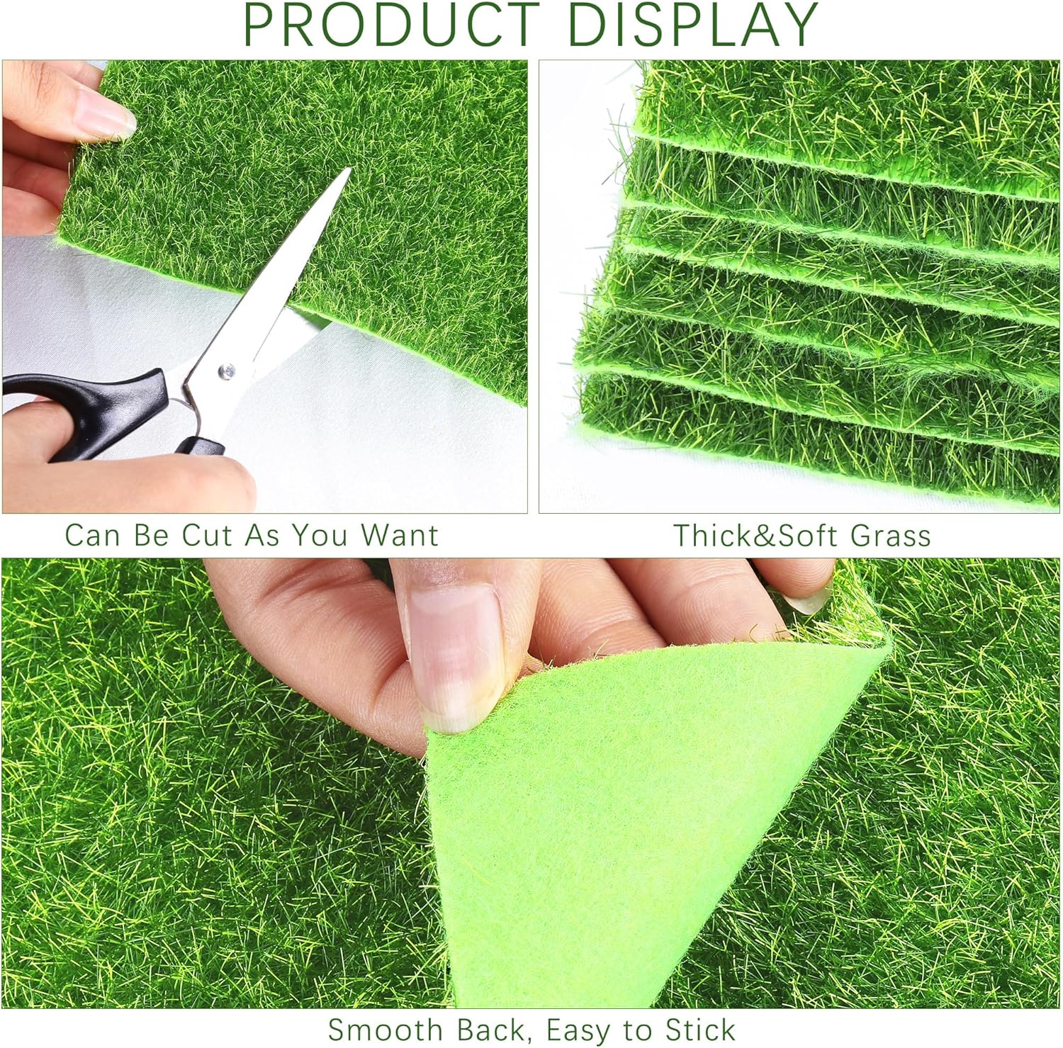 Elcoho 18 Pieces Fake Grass for Crafts Fairy Garden 6 x 6 Inches Artificial Garden Grass for
