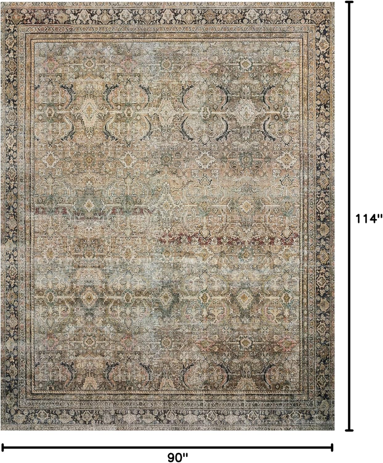 Loloi Layla Collection LAY-03 Olive/Charcoal 7'-6" x 9'-6" .13" Thick Area Rug, Soft, Durable