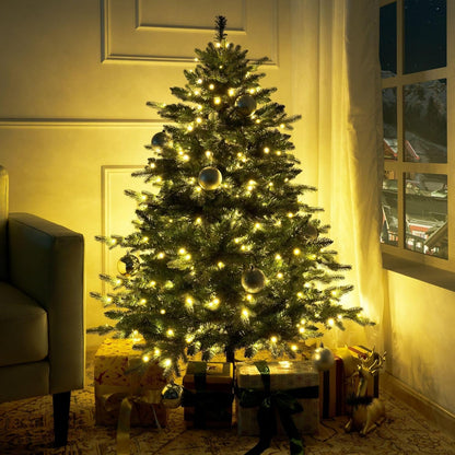 Naomi Home 7.5ft Rustic Christmas Tree with Lights, Realistic Classic Prelit with 3661 Branch Tips