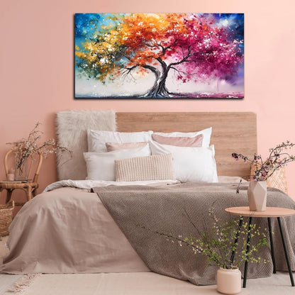 Alsingbago Colorful Tree Canvas Wall Art for Living Room Bedroom Home Office Orange and Pink Tree