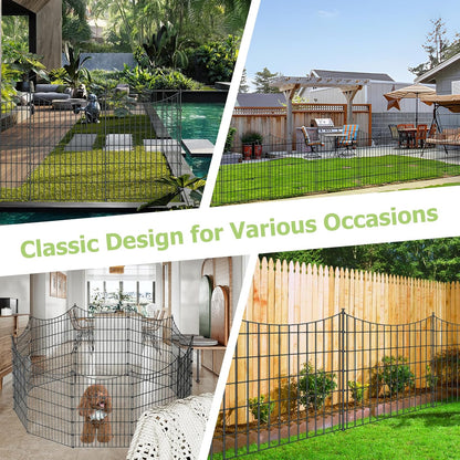 10 Panels Garden Fence Dog Fence Outdoor for Yard, 40in H x 23.6ft L Rustproof Metal Fencing with