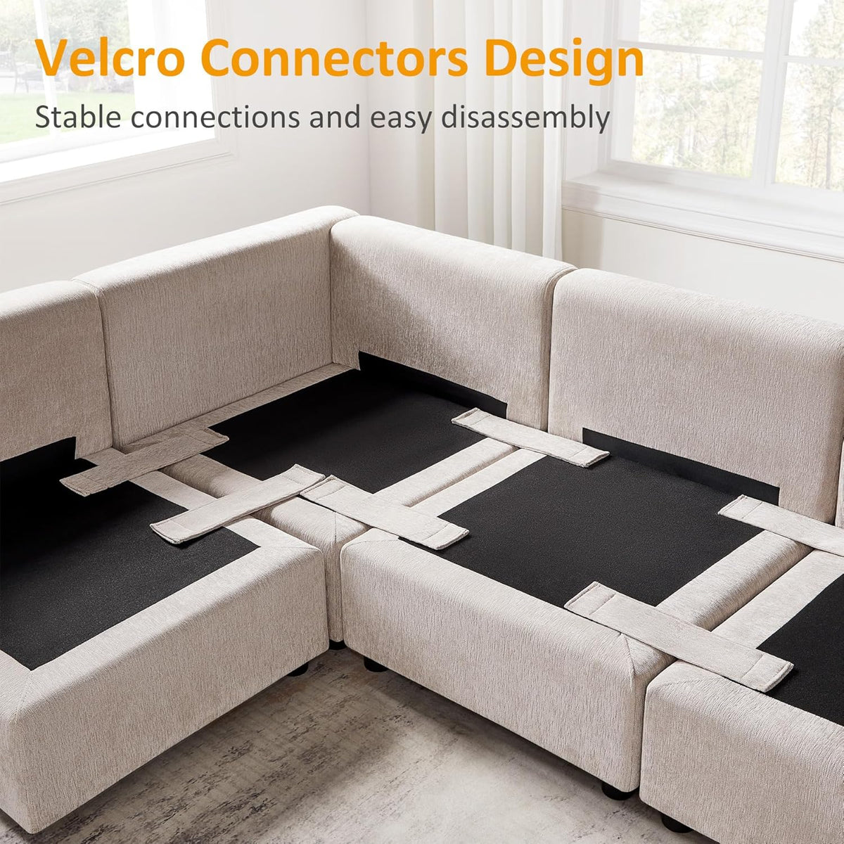 Modular Sectional Sofa, Convertible Couch Modular Sofa Without Ottoman, Sectional Sofas for Living