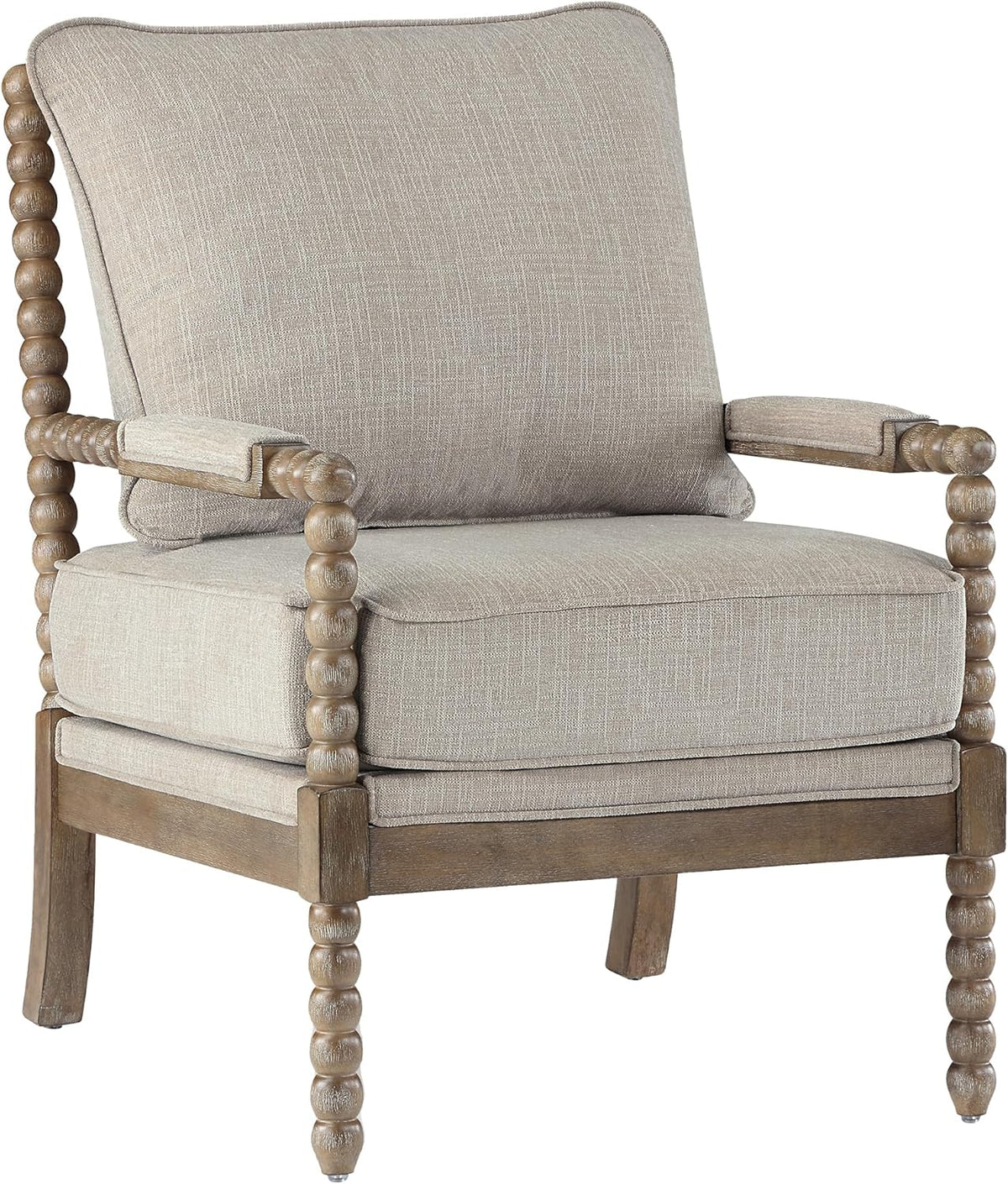 DUHOME Linen Fabric Spindle Accent Chair with Wood Frame,Modern Accent Chairs with Padded Spring