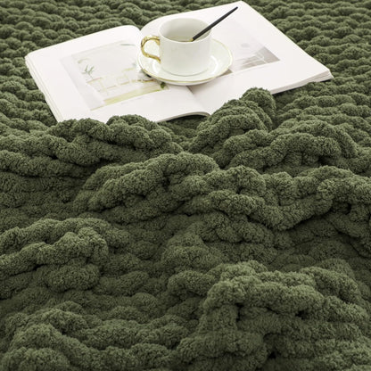 WESHIONGOO Chunky Knit Blanket Throw 40"×40" Knitted Throw Blankets for Couch Bed Fluffy Soft