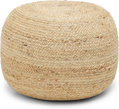 REDEARTH · Jute Circular Jute Pouf Ottoman - Braided Pouffe Accent Sitting Round Footrest for
