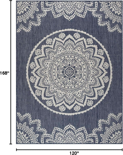 CAMILSON Outdoor Rug 10x14 Modern Area Rugs for Large Indoor and Outdoor Patios and Porches