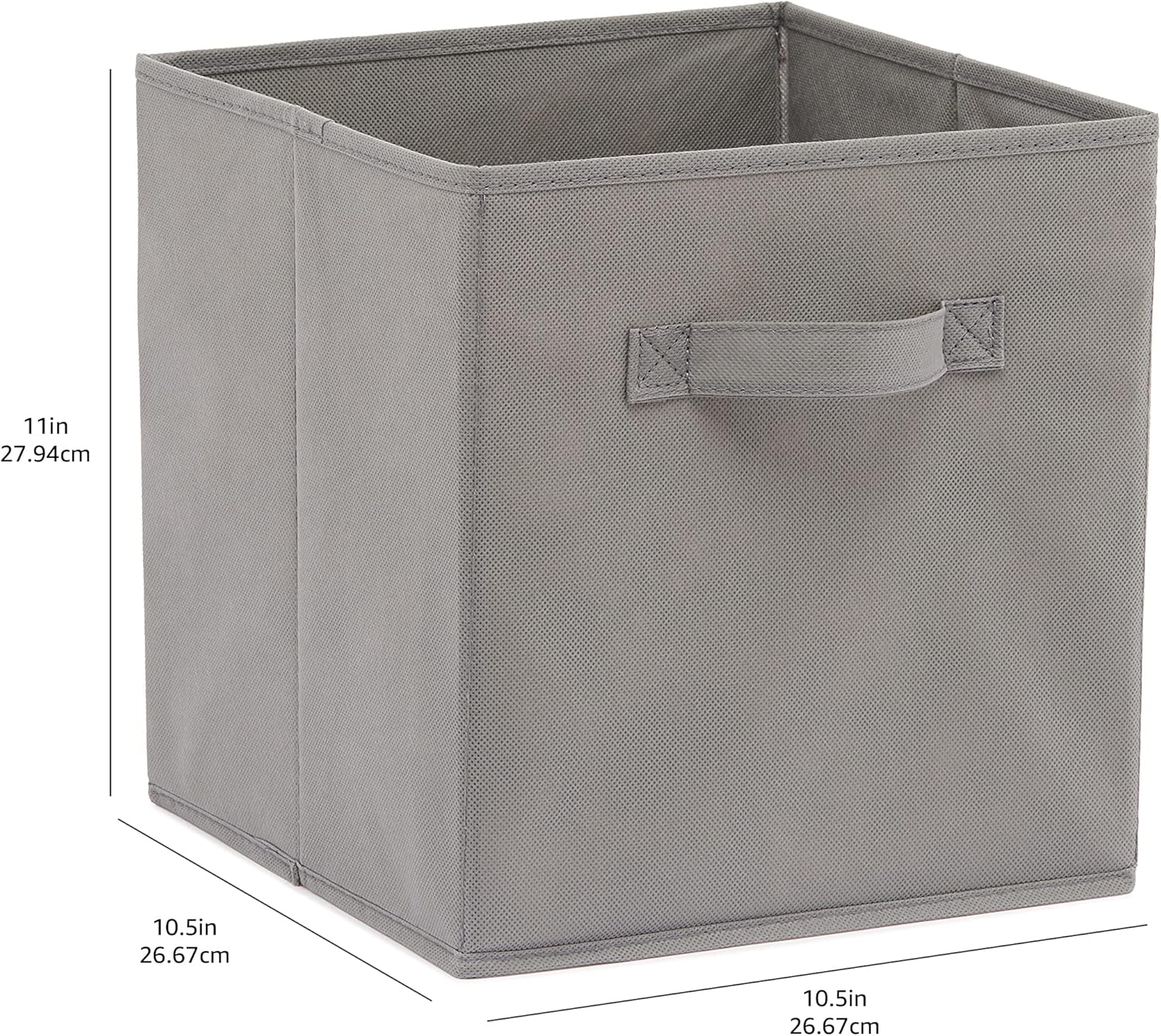 Amazon Basics Collapsible Fabric Storage Cubes Organizer with Handles, Sturdy, Gray