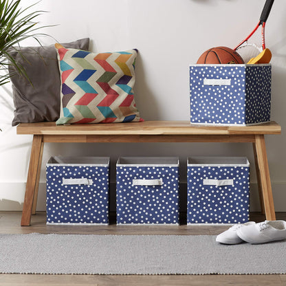 DII Woven Polyester Storage Bin, Polka Dot, French Blue, Small Set of 4