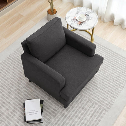 Mid-Century Accent Chair,Modern Linen Fabric Armchair for Living Room,Comfy Upholstered Reading