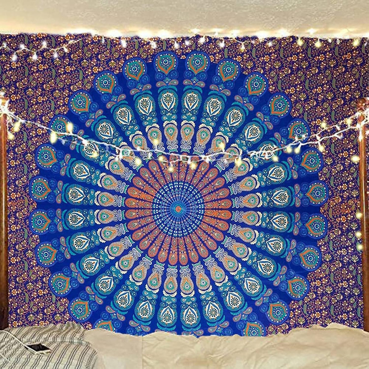 raajsee Blue Turquoise Tapestry- Best Mandala Wall Hanging- Bedding Tapestry For Bedroom