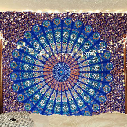 raajsee Blue Turquoise Tapestry- Best Mandala Wall Hanging- Bedding Tapestry For Bedroom