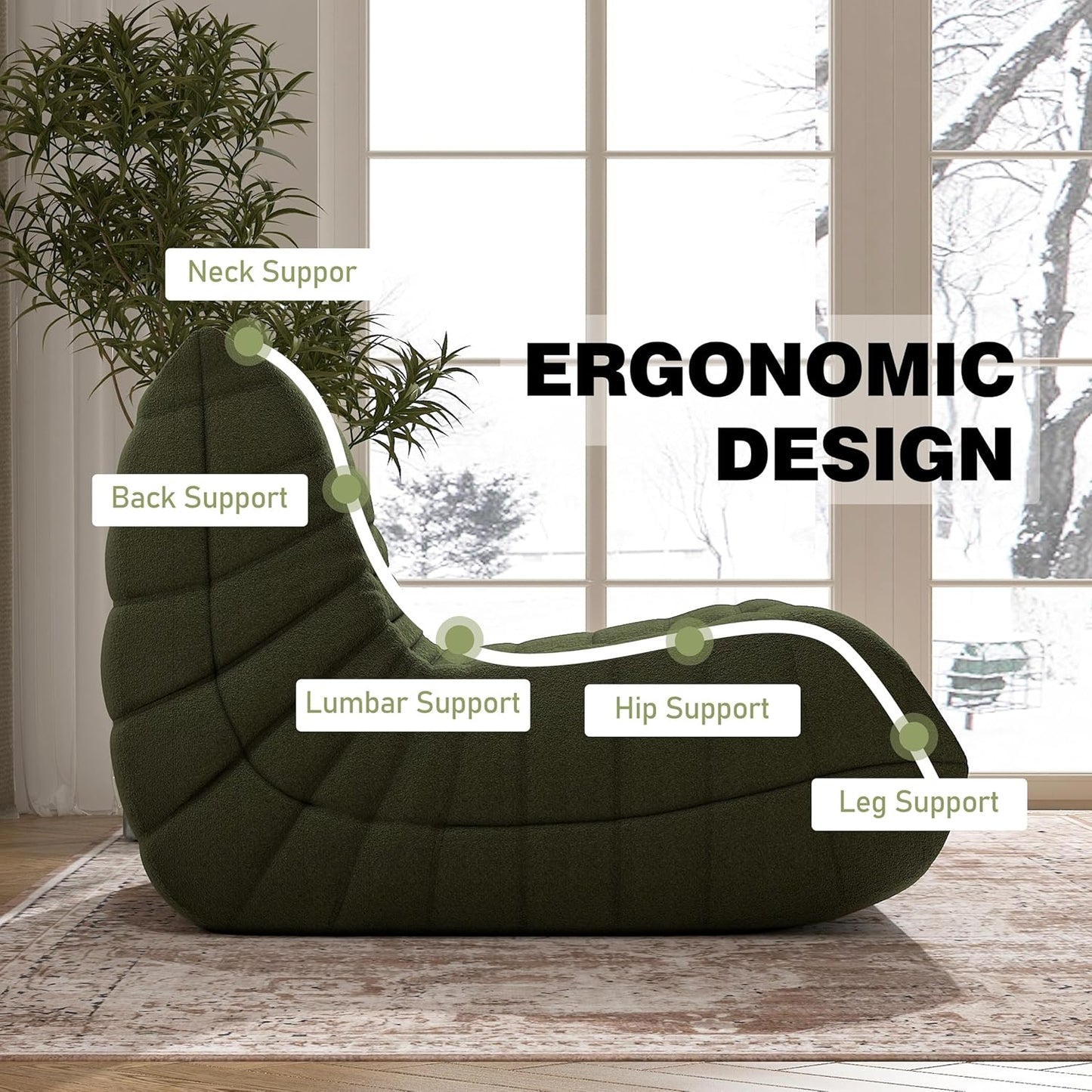 Bean Bag Chair, Fireside Chair Bean Bag Sofa Large Bean Bag Chair for Adults, Bean Bag Chairs for