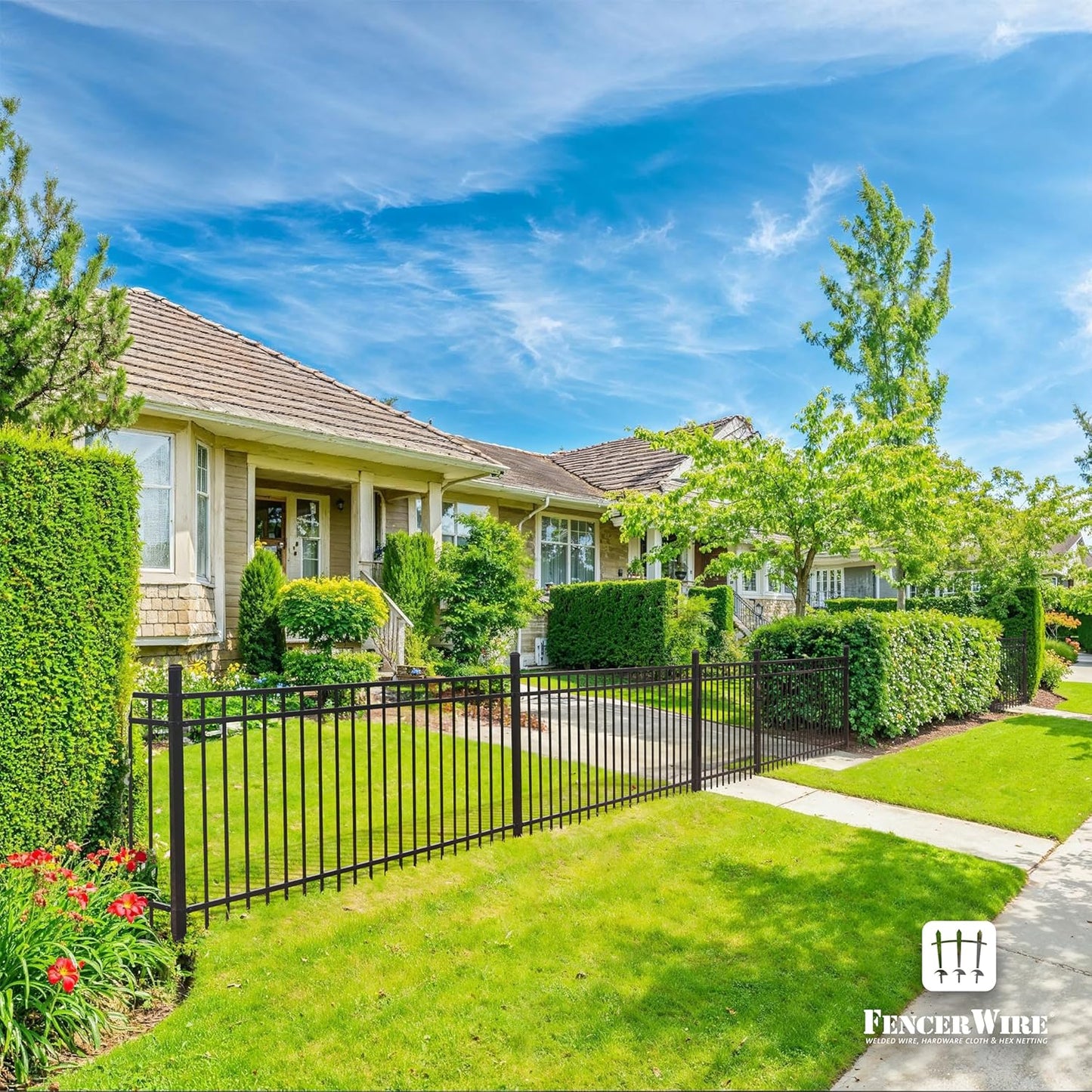 Fencer Wire Heavy Duty Flat Top Fence Gate, 6FT Height x 4FT Width Outdoor Fence Gate, Outdoor