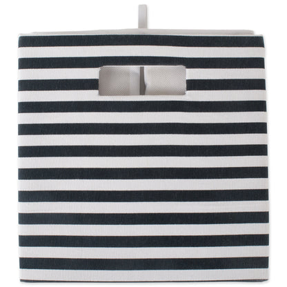 DII Collapsible Polyester Storage Cube, Pinstripe, Black, Large