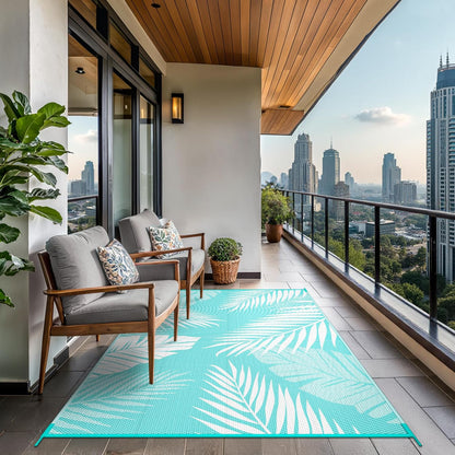 GENIMO Outdoor Rug 9' x 12' Waterproof for Patios Clearance, Reversible Outdoor Plastic Straw