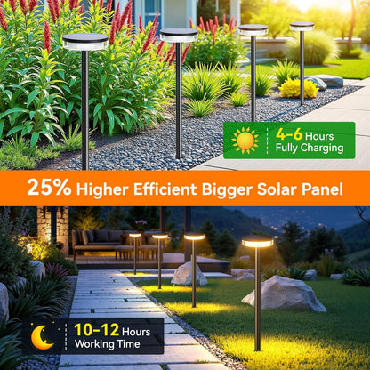 LETMY Solar Pathway Lights Outdoor, 6 Pack 2X Brighter Solar Lights Outdoor Waterproof, Taller