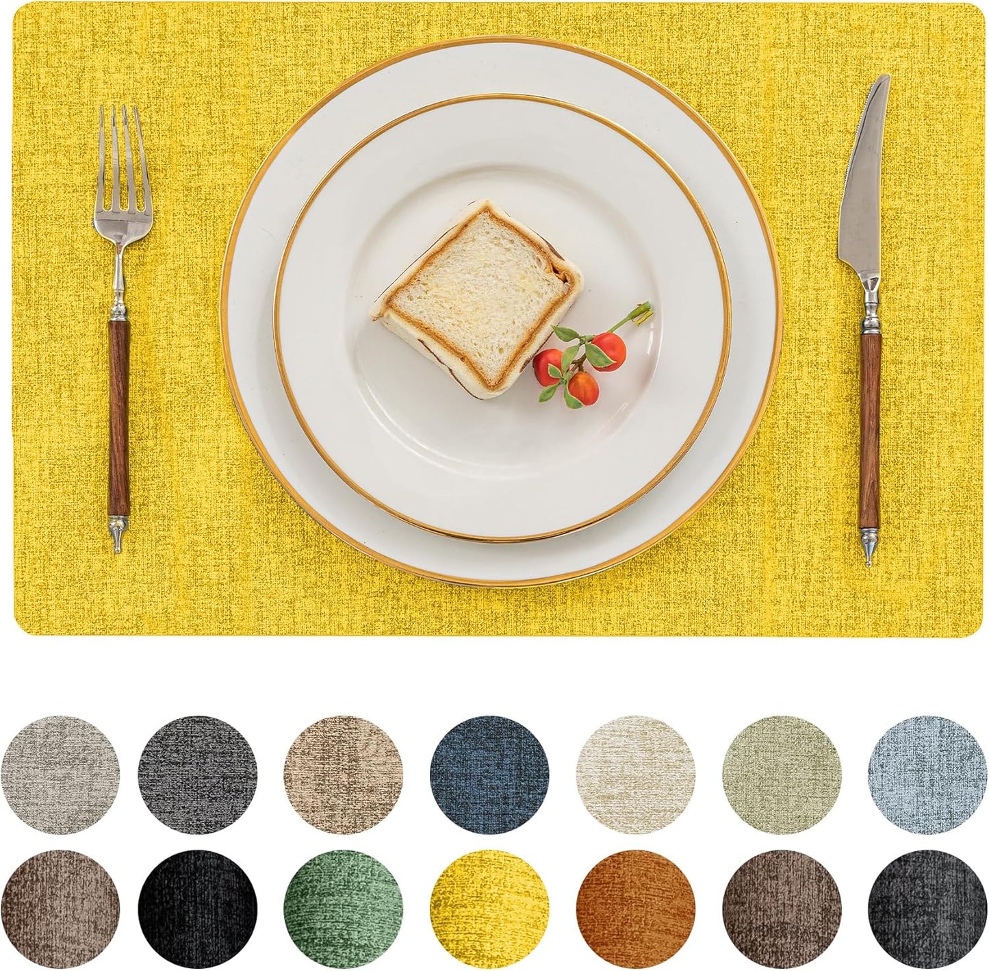 Romanstile Vinyl Placemats Set of 8-12 X 18 Inch - Heat Resistant Place Mats 100% Waterproof