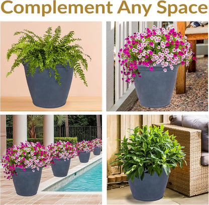 Sunnydaze 24-Inch Anjelica Large Plastic Pot for Plants - Outdoor Polyresin Round Planter with
