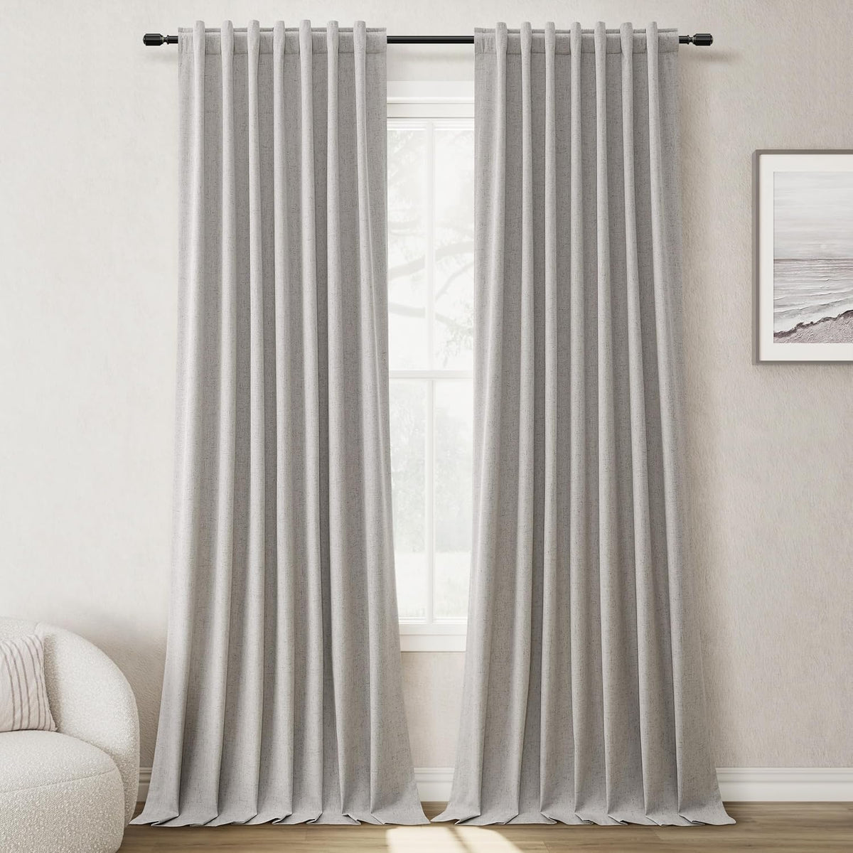 BOODII Full Blackout Curtains 90 Inches Long Room Darkening Curtain for Bedroom Sliding Door