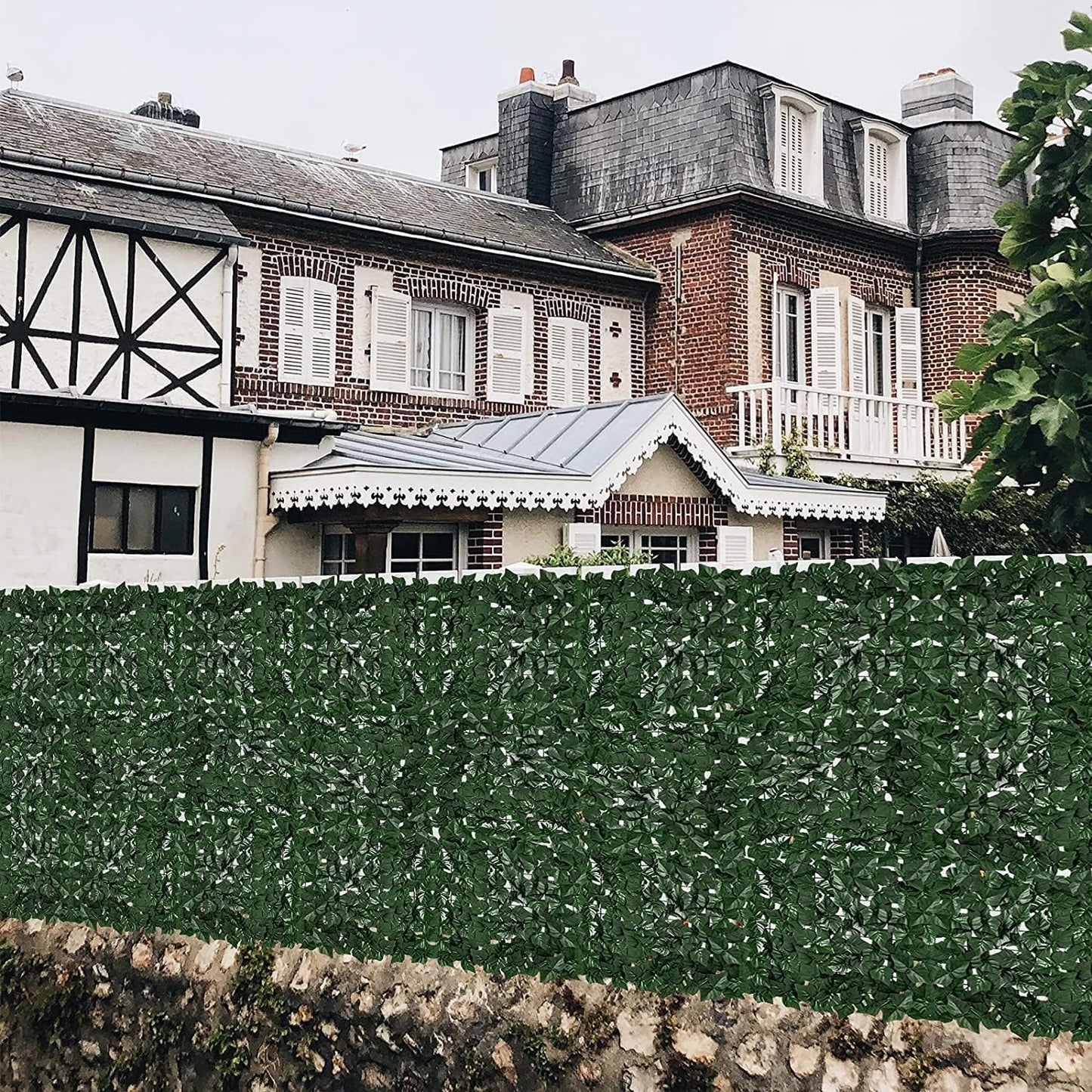 Faux Ivy Fence Privacy Screen Outdoor Expandable Artificial Greenery Roll Fake Hedge Wall Patio