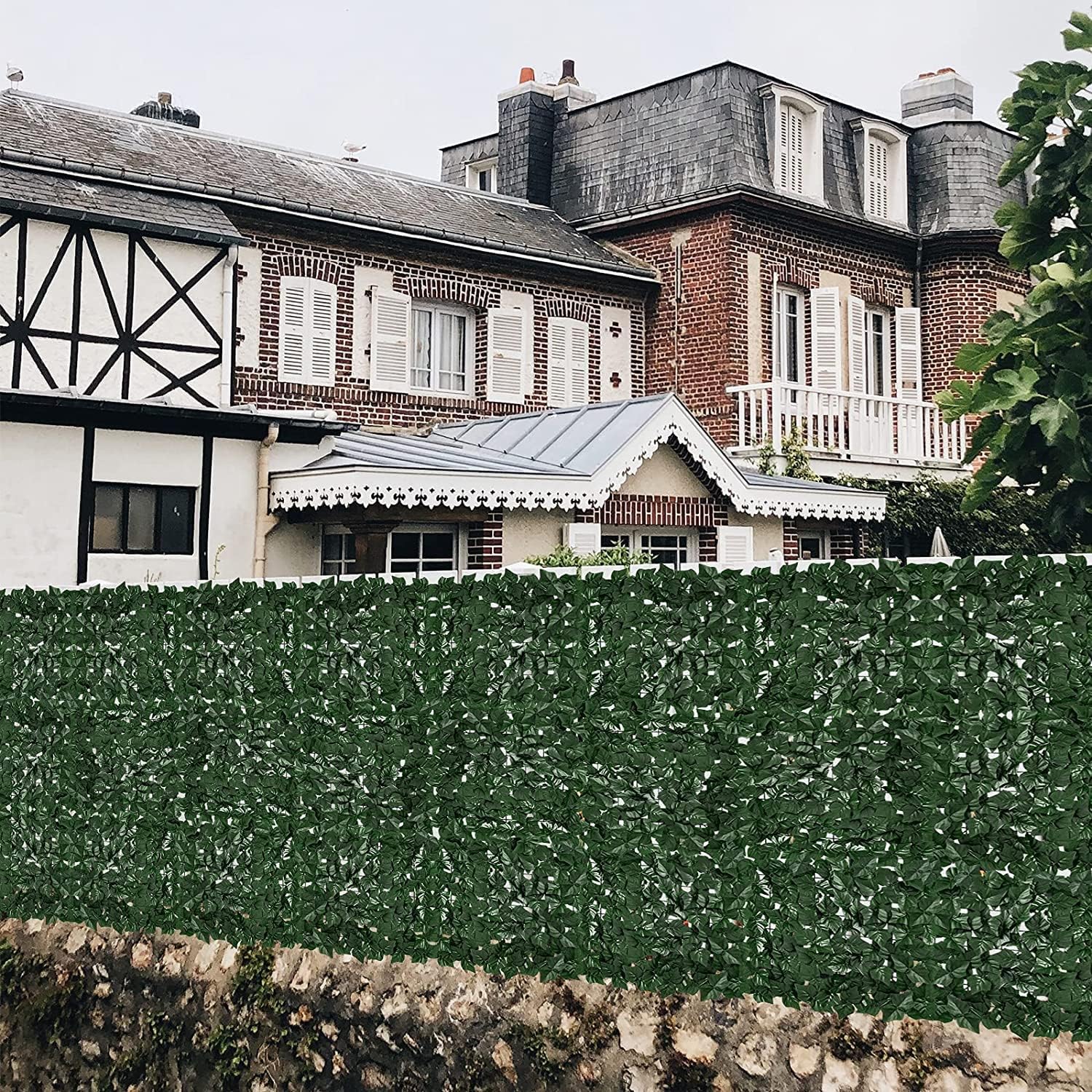 Faux Ivy Fence Privacy Screen Outdoor Expandable Artificial Greenery Roll Fake Hedge Wall Patio