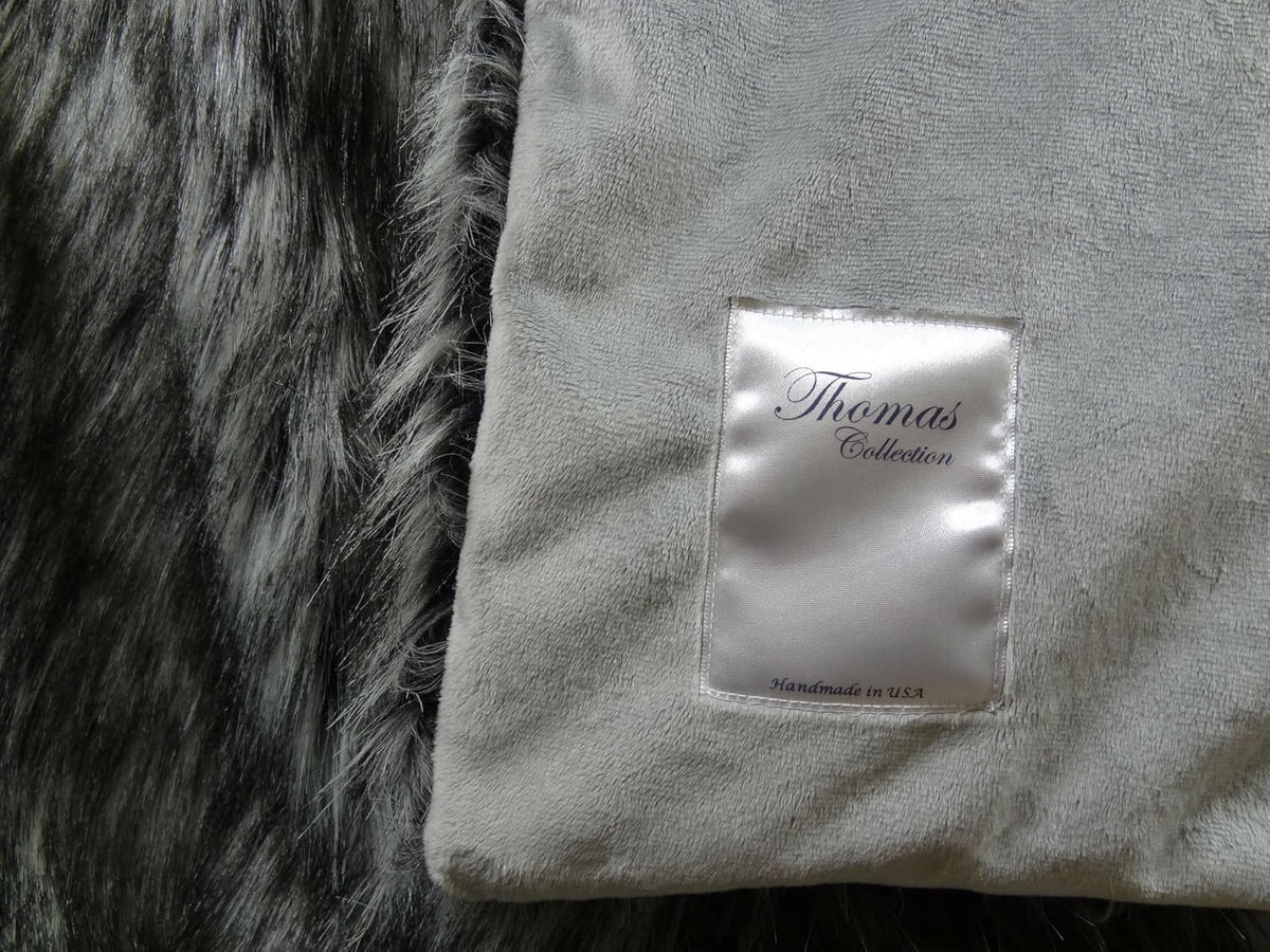 Exotic Siberian Husky Faux Faur Throw Blanket - Gray White Black Husky Fur - Gray Faux Fur Throw