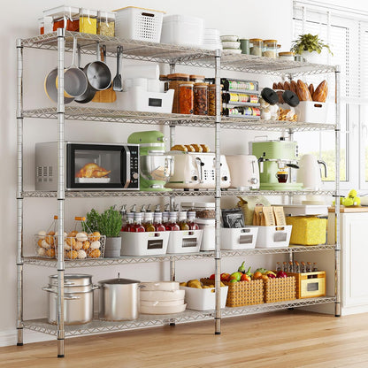 REIBII 58" W 5 Tier Heavy Duty Wire Shelving Unit with Adjustable Shelves - 1400LB Metal, Chrome