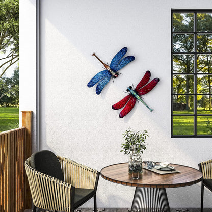 Metal Dragonfly Garden Art Decorations,-17.5 inches Outdoor Hanging Wall Decor Sculptures for Home