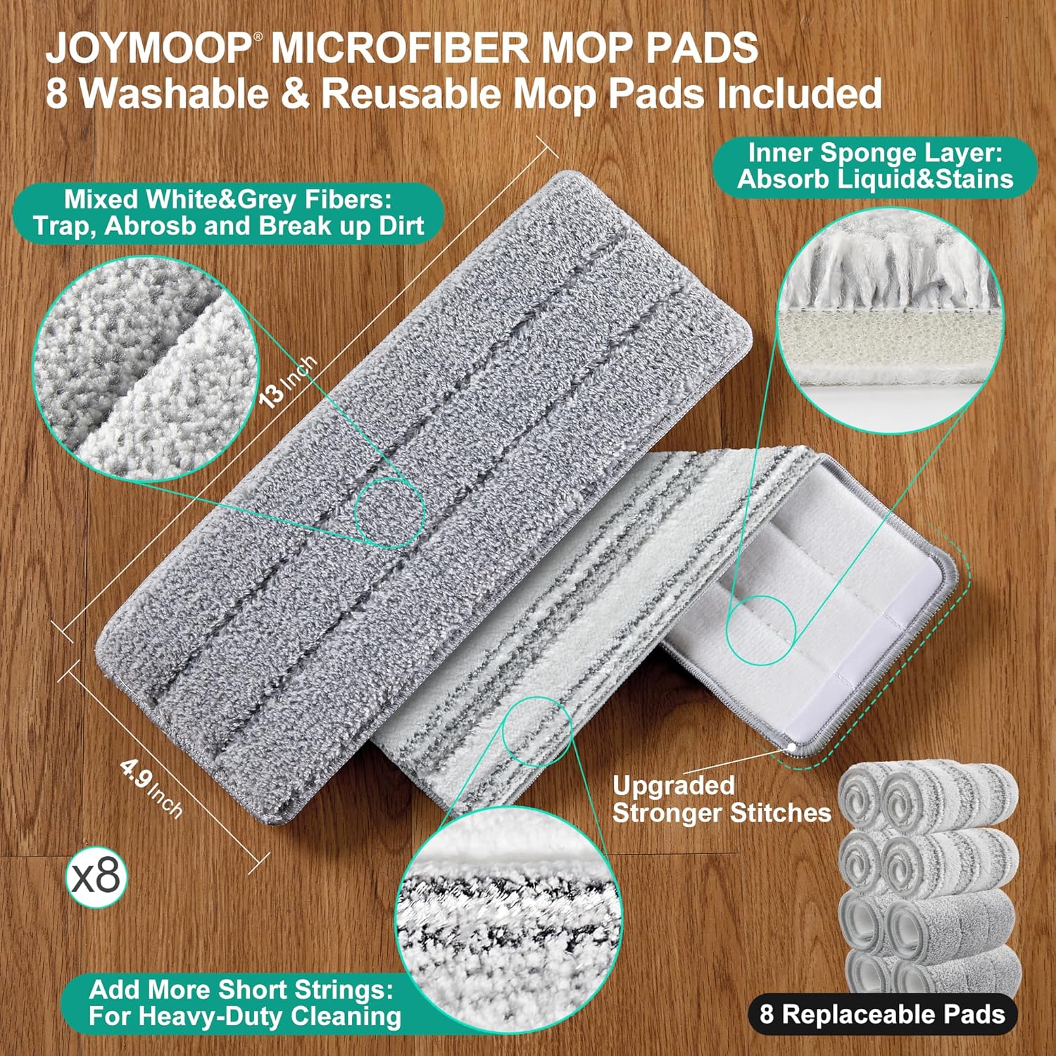JOYMOOP Mop and Bucket with Wringer Set for Floor Cleaning and Wall Cleaner, Flat Mop and Bucket