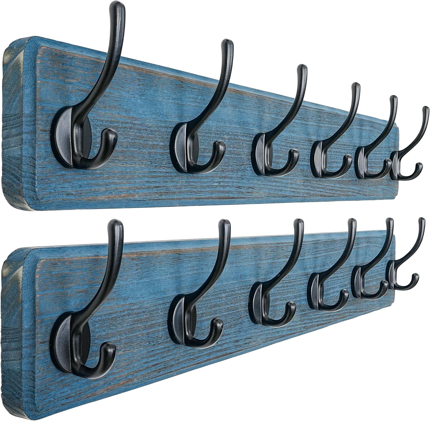 Dseap Coat Rack Wall: 24" Long, Patented, Heavy-Duty, 6-Double-Hooks Wooden Wall Mounted Coat Rack