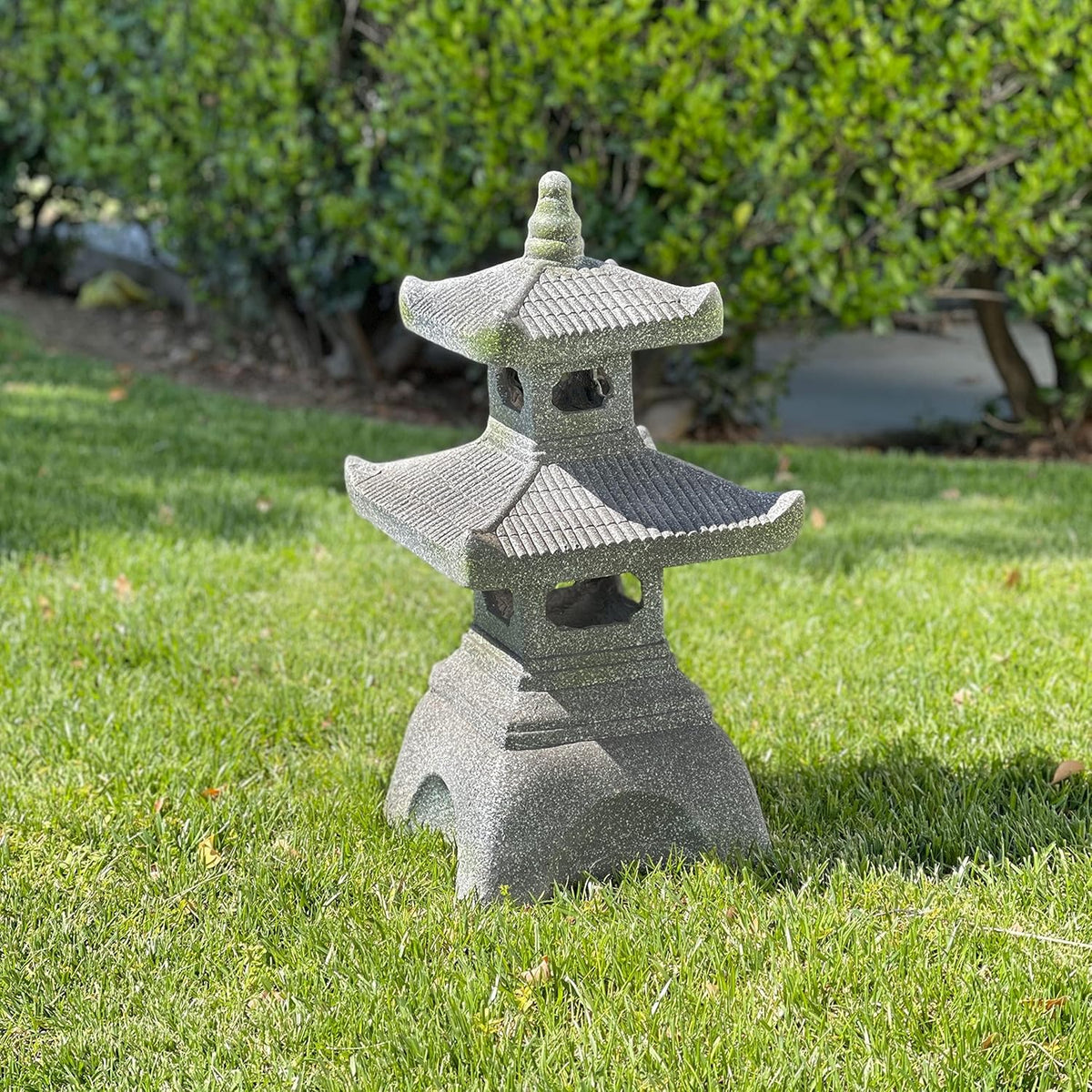 Galt International 2 Tier Pagoda Garden Statue LED Solar Powered Light 26" Tall Outdoor Zen Garden