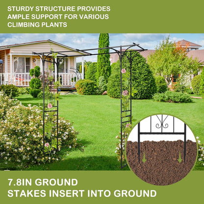 Outvita 7Ft Garden Arch Arbor, Steel Frame Stand Trellis, Arbour Archway for Wedding Ceremony
