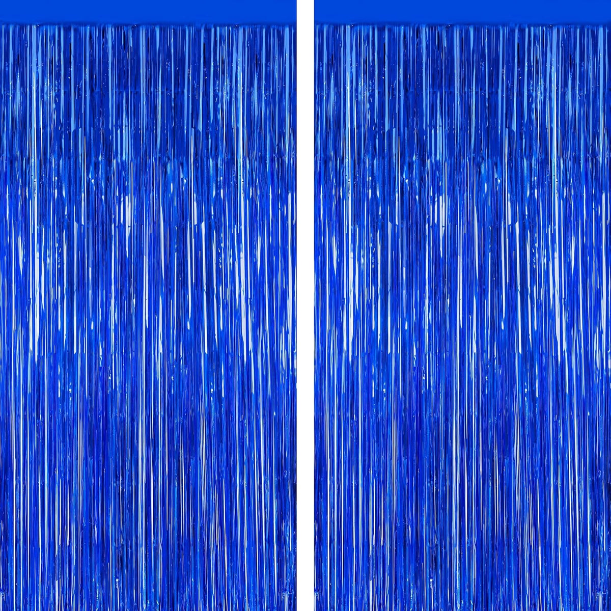 2 PCS Tinsel Backdrop, 3.28 FT x 7.05 FT Dark Blue Backdrop Curtains, Metallic Passover Fringe