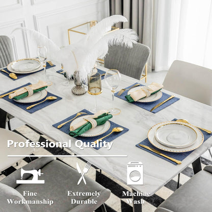 Home Brilliant Set of 8 Placemats Blue Placemats Heat Resistant Dining Table Place Mats Kitchen
