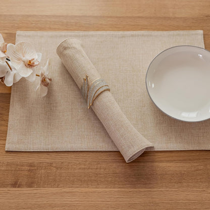 Demetex Linen Placemats Set of 8 Modern Beige Place Mats Heat Resistant Washable Table Placemat for