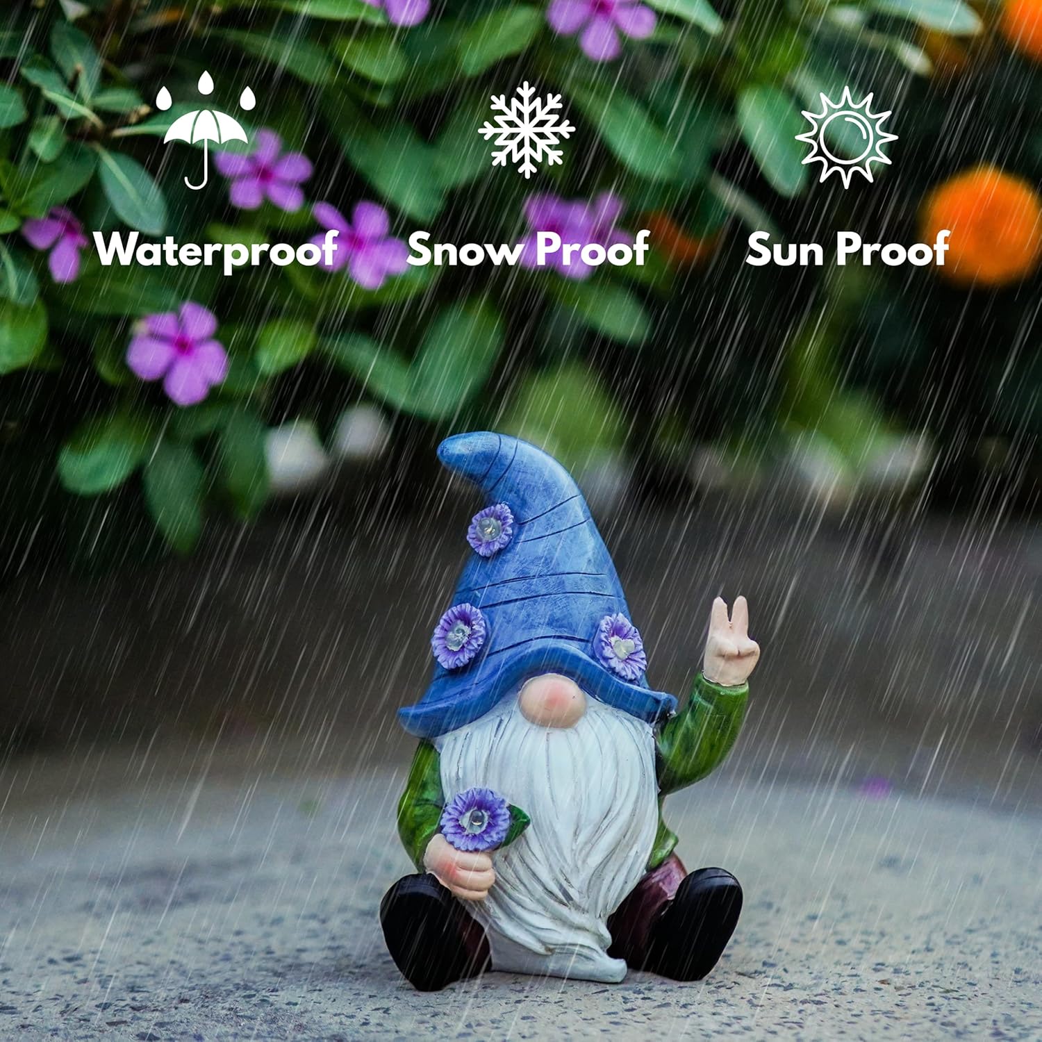 Peace Gnome Decorations for Yard/Lawn – Weatherproof Garden Statue – Fun Spring Summer Charming