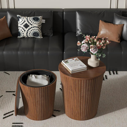 Round Coffee Table Set,2-Piece Modern Farmhouse Living Room End Table Set, Nesting Table Round