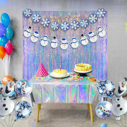 Iridescent Party Streamers Backdrop - GREATRIL Neon Transparent Holographic Tinsel Foil Fringe