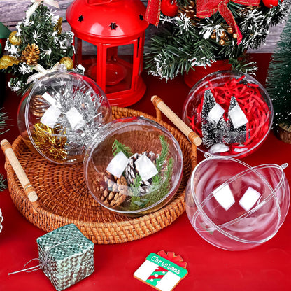 ANVAVO 12 Pieces 12 cm Christmas Clear Plastic Fillable Ball Ornaments DIY Craft Transparent