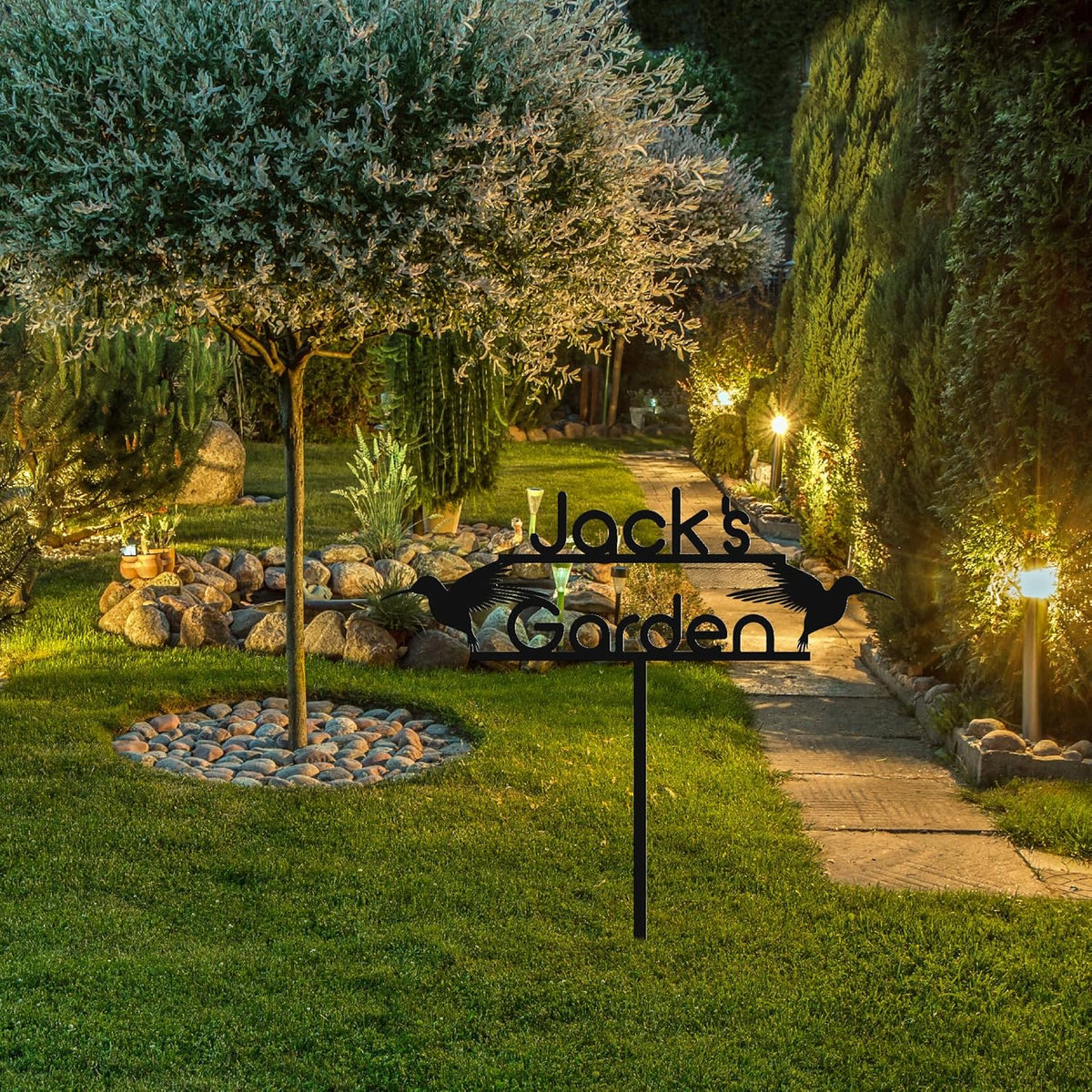 Personalized Metal Garden Sign with Stake, Custom Garden Decor for Outdoor, Custom Family Name