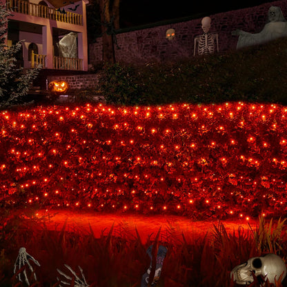 WBao Halloween Lights Outdoor 200LED F8 Big Bulbs, 8.4ft x 5.2ft Halloween Net Lights with 8 Modes