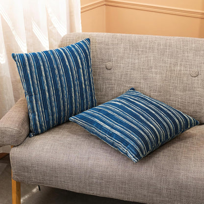 Yeiotsy Pack of 2, Modern Striped Throw Pillow Covers Bohemia Cushion Covers Home Decoration (Navy