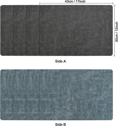 Myir JUN Dual Sided Placemats, Faux Leather Set of 8 for Dining Table, Non-Slip Washable Heat